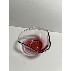 Beautiful Indiana Glass Wavy Cranberry‎ Ombre Dip Bowl Small Candy Salsa 5 Inch